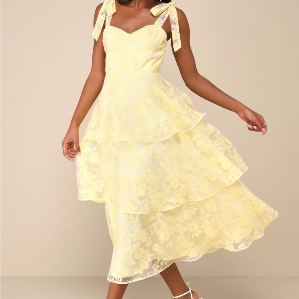 Lulu's Sunny Yellow Floral Maxi Dress